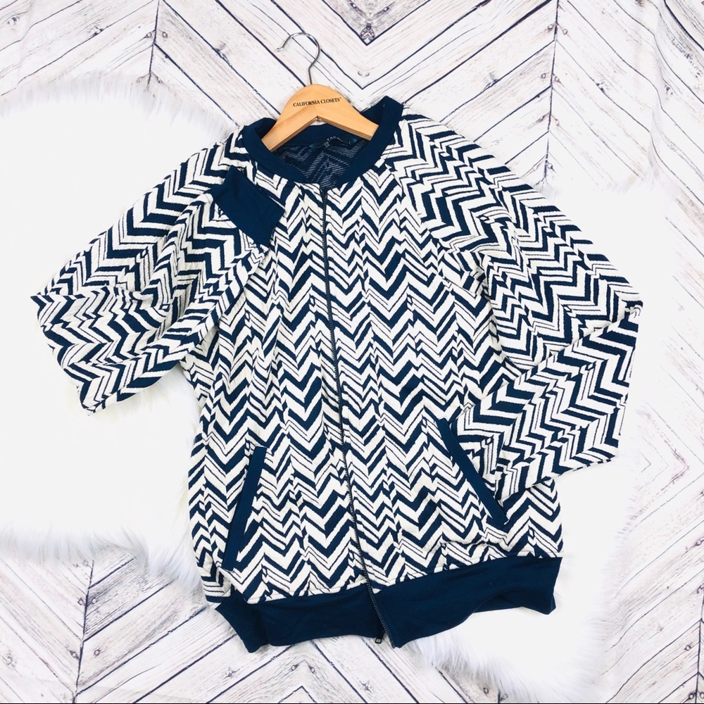 NWT Bomber Cardigan Zip Up sweater Tart Navy